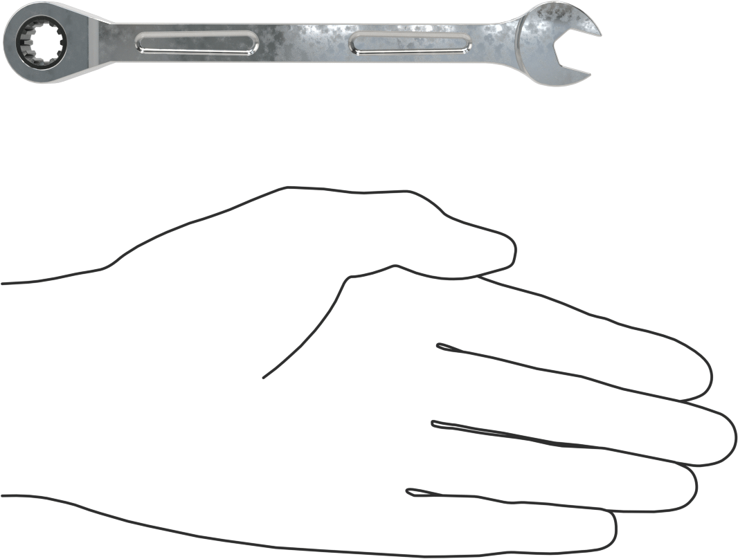 Spline Cırcırlı Kombinasyon Anahtarı, 3/8" Boyut, 5-59/64" Uzunluk