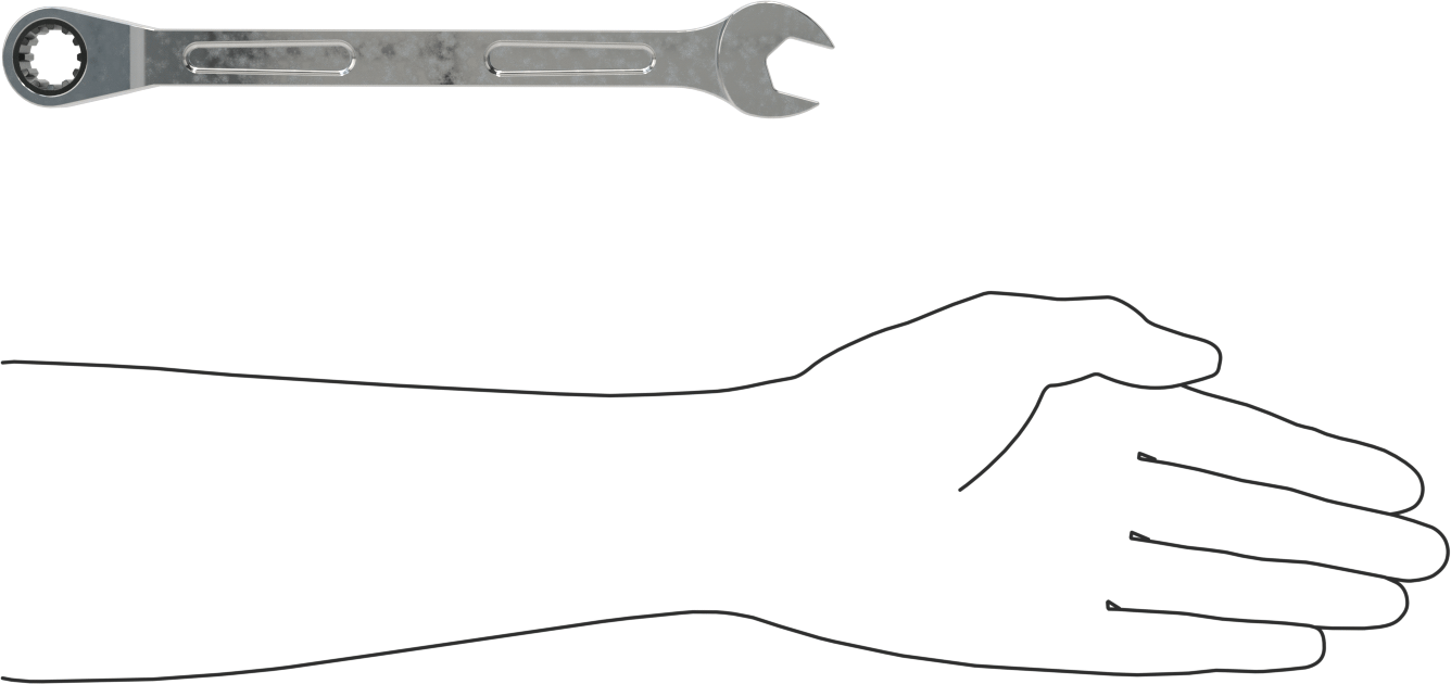 Spline Cırcırlı Kombinasyon Anahtarı, 5/8" Boyut, 9-1/2" Uzunluk