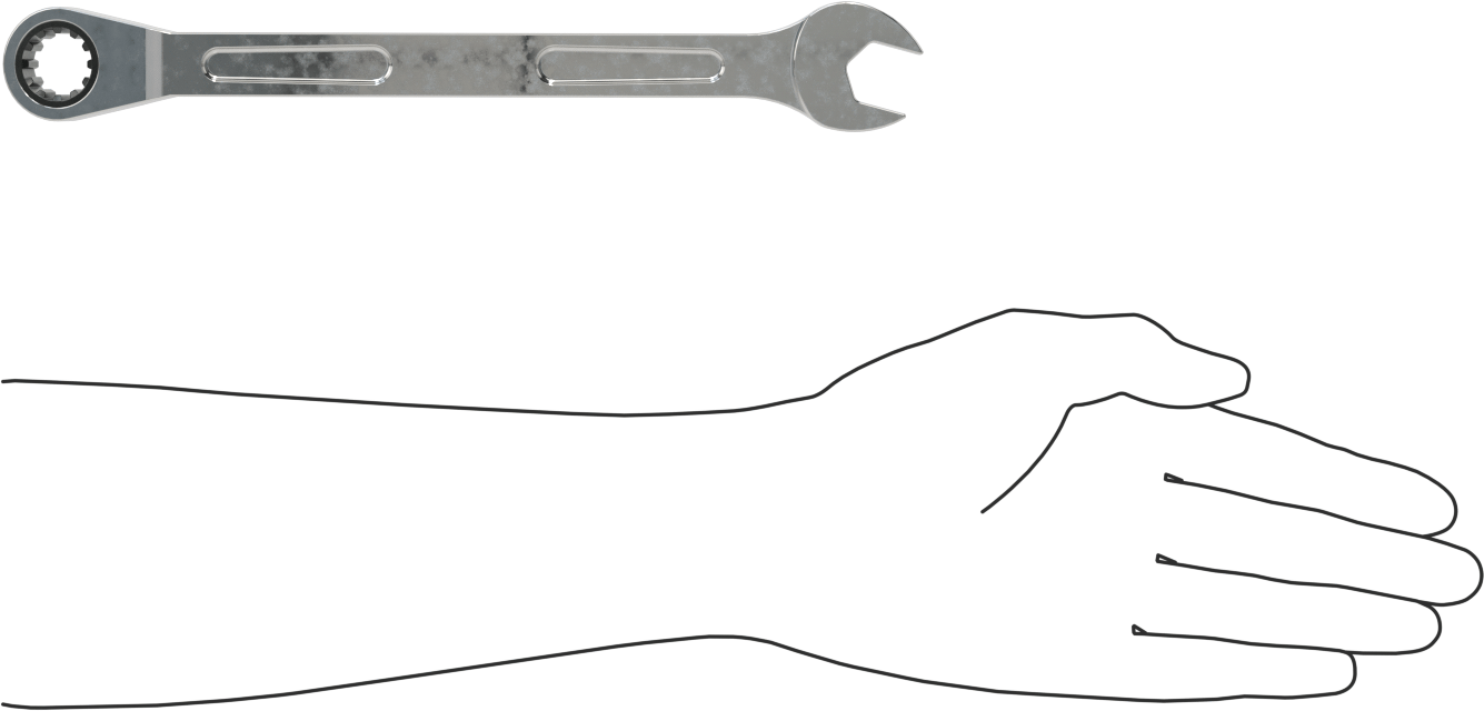 Spline Cırcırlı Kombinasyon Anahtarı, 11/16" Boyut, 10-1/4" Uzunluk