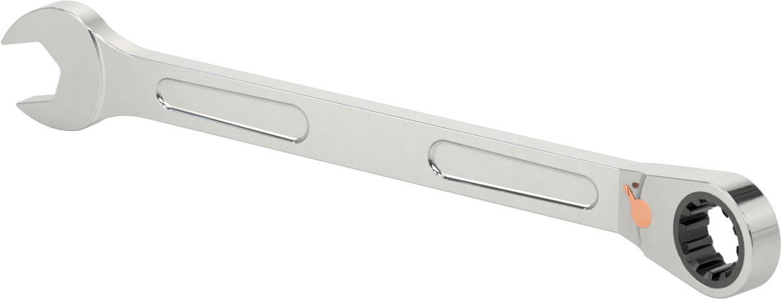 Spline Cırcırlı Kombinasyon Anahtarı, 3/4" Boyut, 11-1/64" Uzunluk
