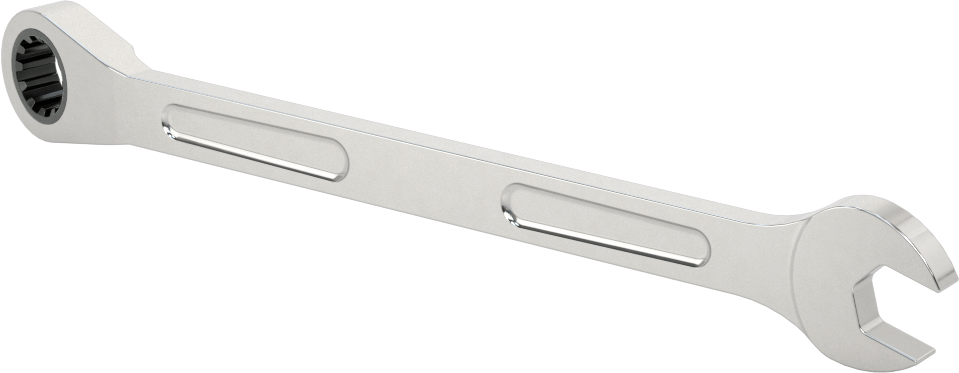 Spline Cırcırlı Kombinasyon Anahtarı, 11 mm Boyut, 6-29/32" Uzunluk