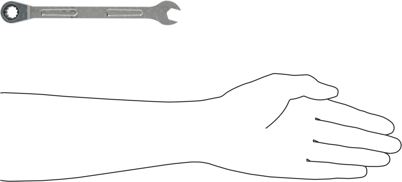 Spline Cırcırlı Kombinasyon Anahtarı, 12 mm Boyut, 7-27/64" Uzunluk