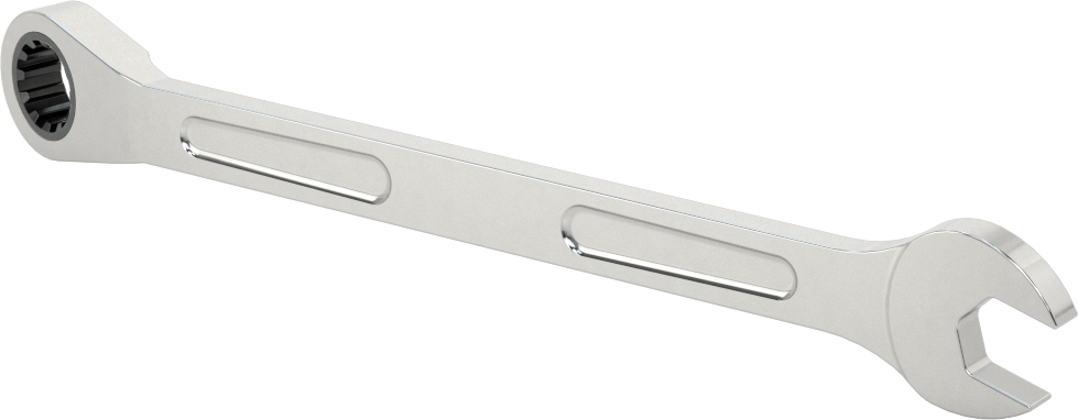 Spline Cırcırlı Kombinasyon Anahtarı, 12 mm Boyut, 7-27/64" Uzunluk