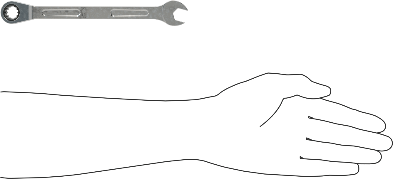 Spline Cırcırlı Kombinasyon Anahtarı, 13 mm Boyut, 7-57/64" Uzunluk