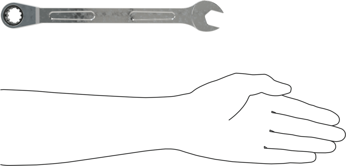 Spline Cırcırlı Kombinasyon Anahtarı, 18 mm Boyut, 10-43/64" Uzunluk