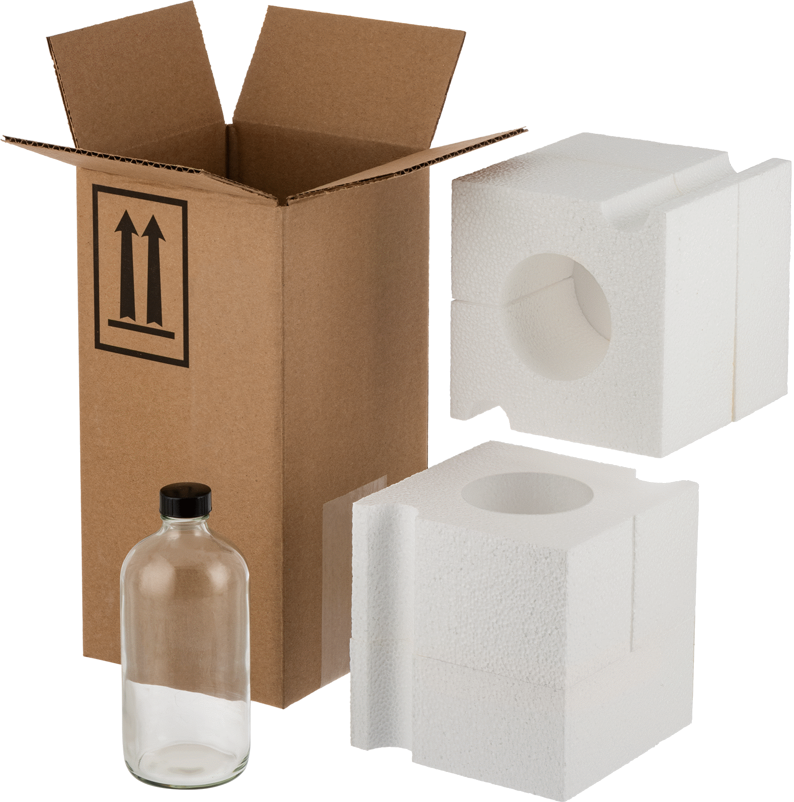 UN Standartlarına Uygun Cam Nakliye Şişesi, Paketleme Kiti, Şeffaf, 16 FL. oz Kapasite