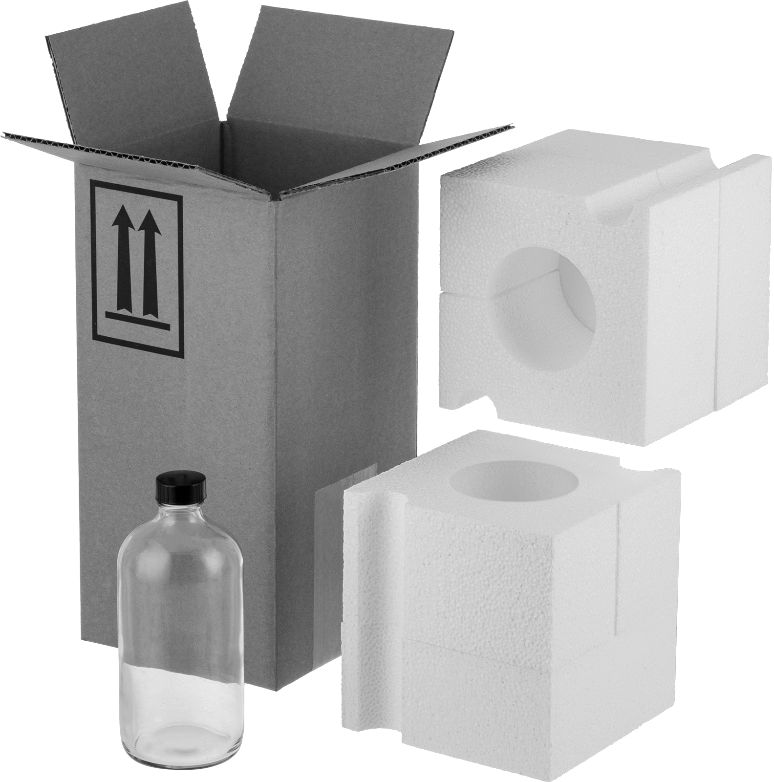 UN Standartlarına Uygun Cam Nakliye Şişesi, Paketleme Kiti, Şeffaf, 32 FL. oz Kapasite