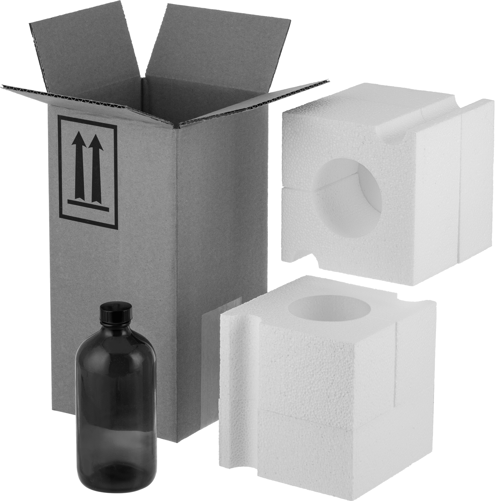UN Standartlarına Uygun Cam Nakliye Şişesi, Paketleme Kiti, Kehribar, 32 FL. oz Kapasite