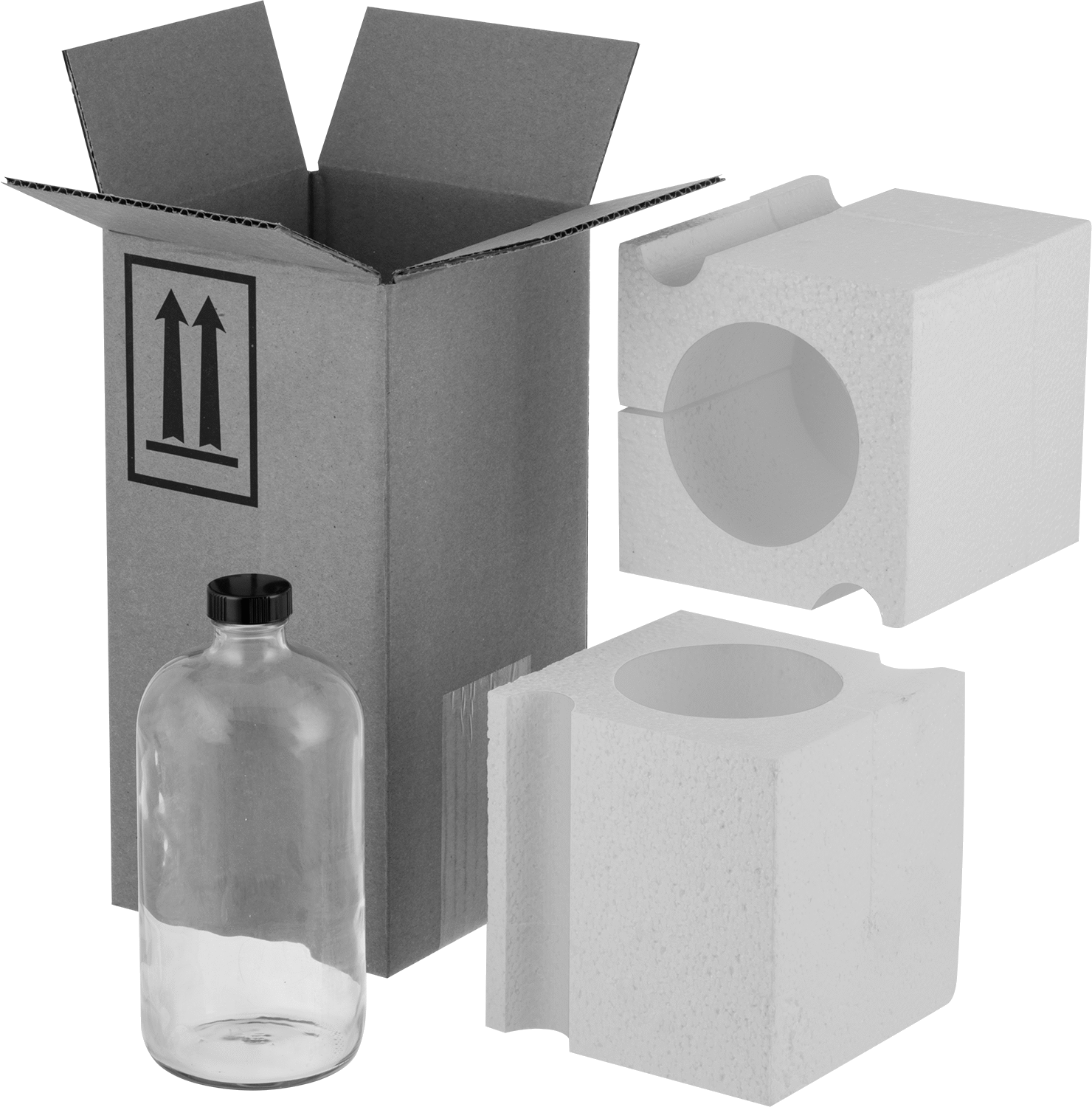 UN Standartlarına Uygun Cam Nakliye Şişesi, Paketleme Kiti, Şeffaf, 32 FL. oz Kapasite