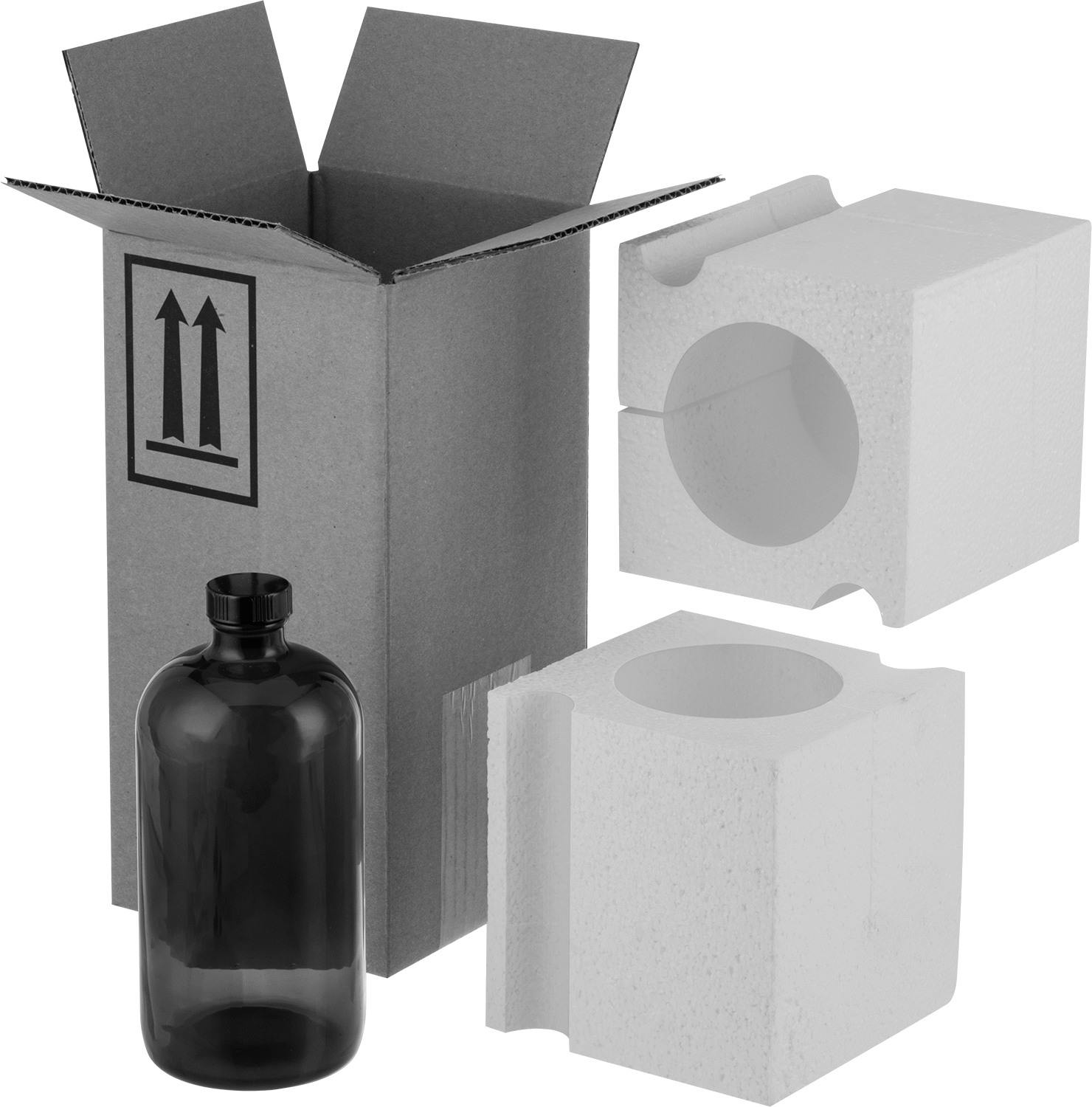 UN Standartlarına Uygun Cam Nakliye Şişesi, Paketleme Kiti, Kehribar, 32 FL. oz Kapasite