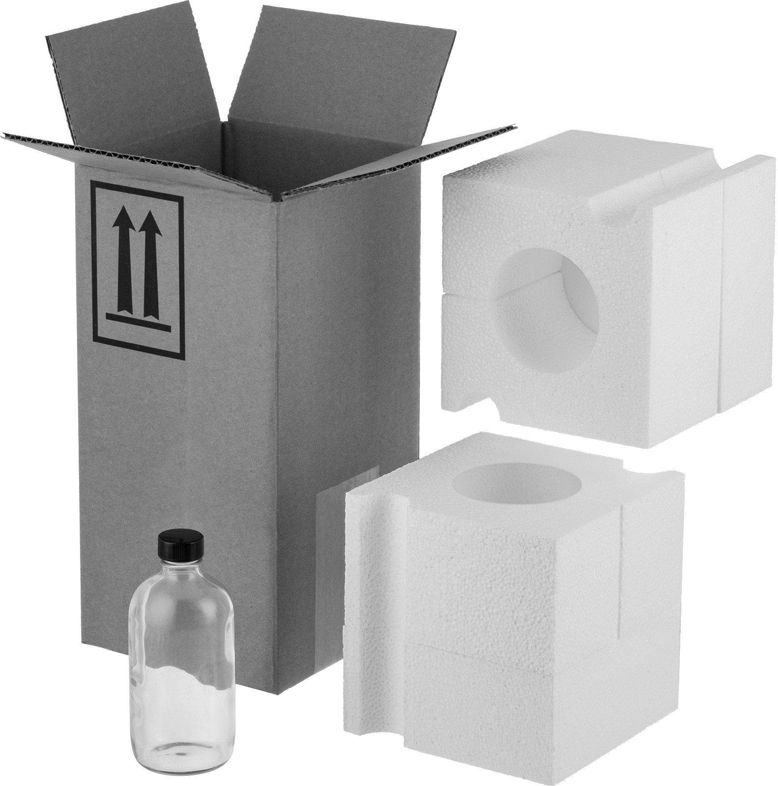 UN Standartlarına Uygun Cam Nakliye Şişesi, Paketleme Kiti, Şeffaf, 8 FL. oz Kapasite