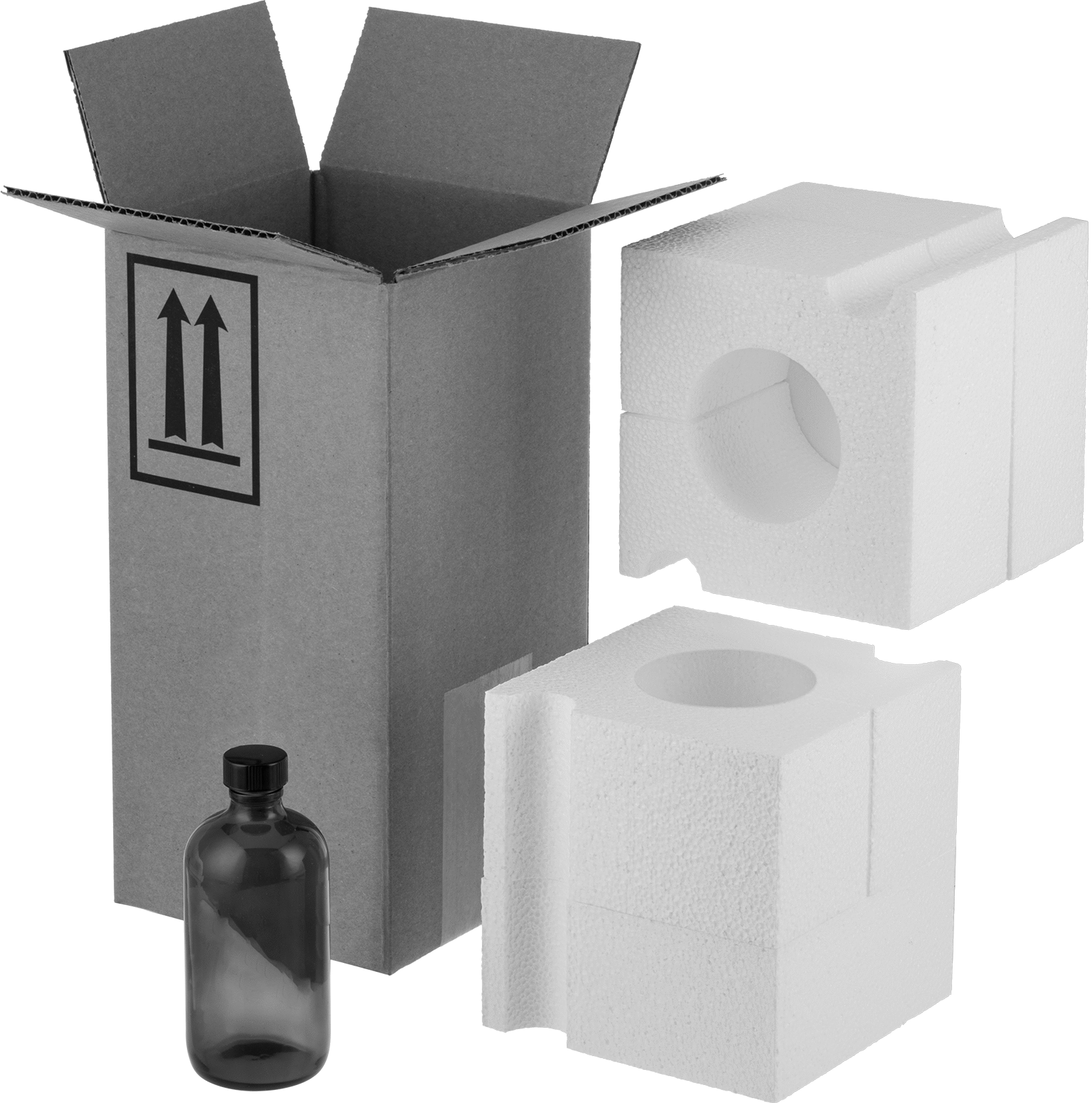 UN Standartlarına Uygun Cam Nakliye Şişesi, Paketleme Kiti, Kehribar, 8 FL. oz Kapasite