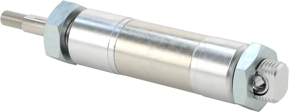 Yuvarlak Gövde Hava Silindiri Montajı, Çift Etkili, 1-1/16" Delik Boyutu, 1/2" Strok Uzunluğu
