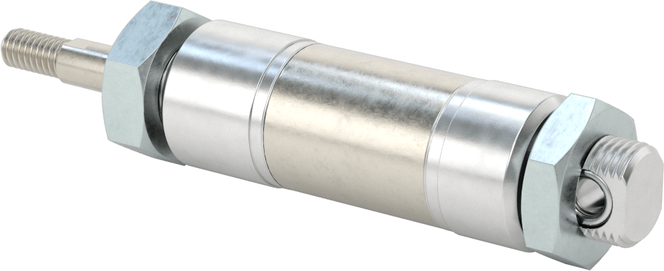 Yuvarlak Gövde Hava Silindiri Montajı, Çift Etkili, 1-1/4" Delik Boyutu, 1/2" Strok Uzunluğu