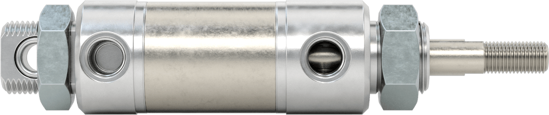 Yuvarlak Gövde Hava Silindiri Montajı, Çift Etkili, 1-1/2" Delik Çapı, 1/2" Strok Uzunluğu