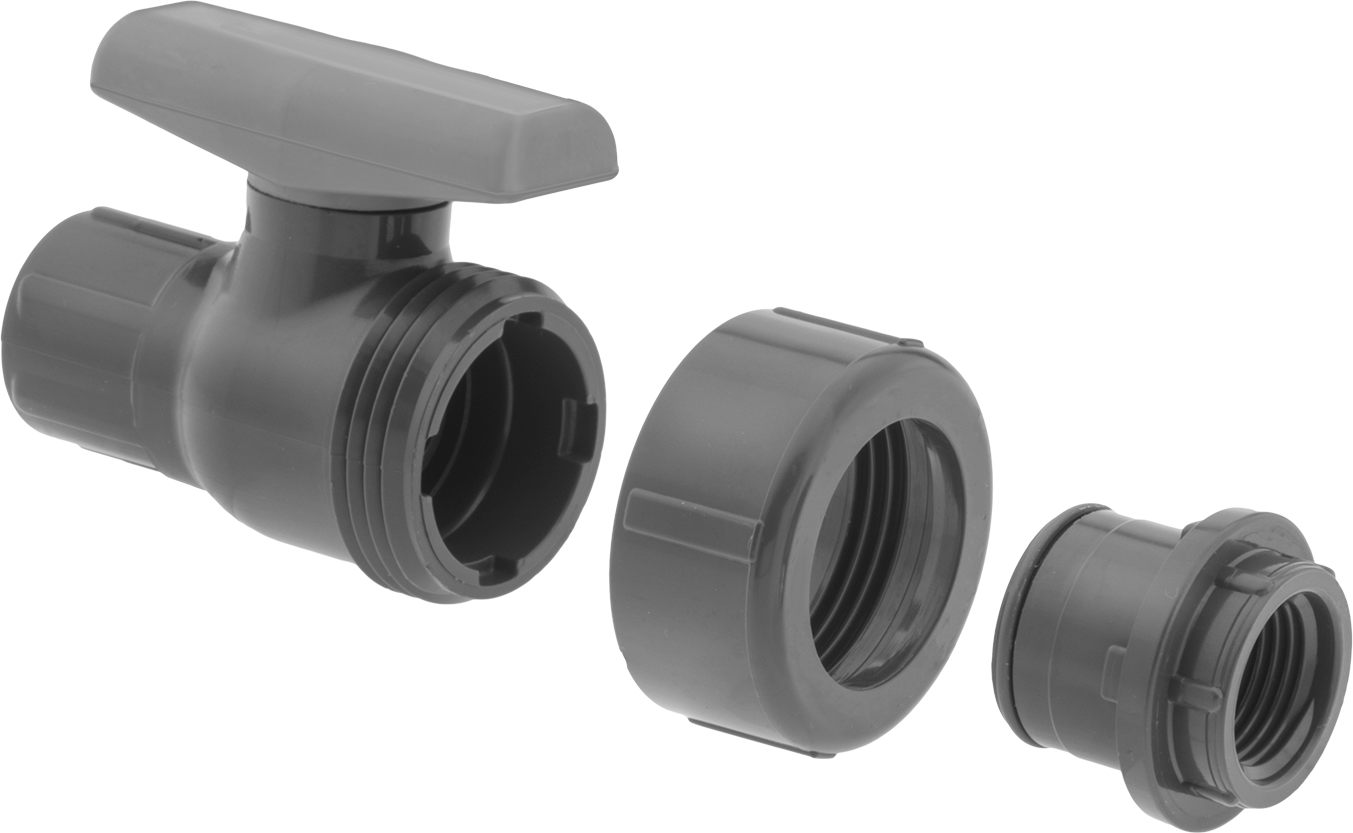 Threaded × Threaded Union with T-Handle (Exploded View)