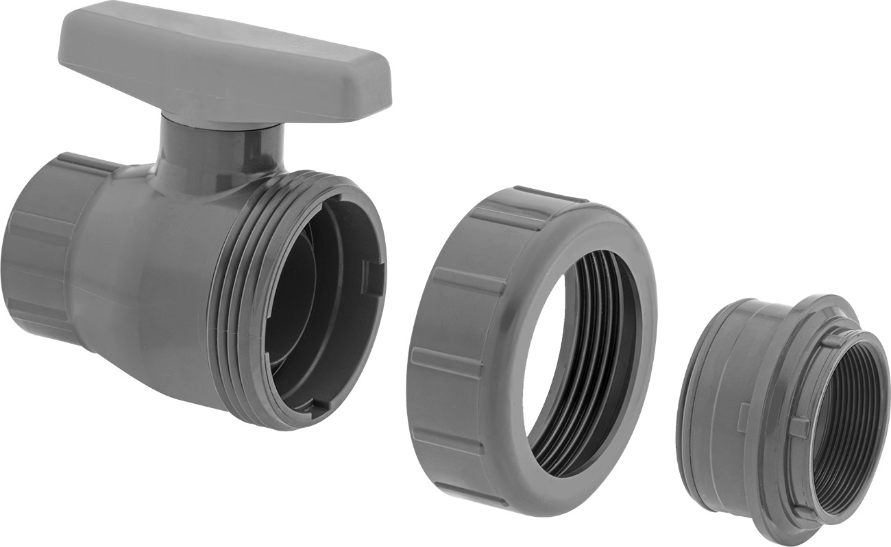 Threaded × Threaded Union with T-Handle (Exploded View)