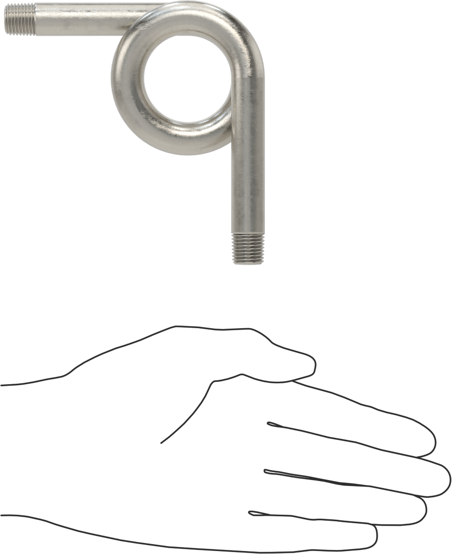316 Stainless Steel Gauge Siphon Tube, 1/4 NPT Male, 6-1/2" Long, 450 PSI @ 750°F Maximum