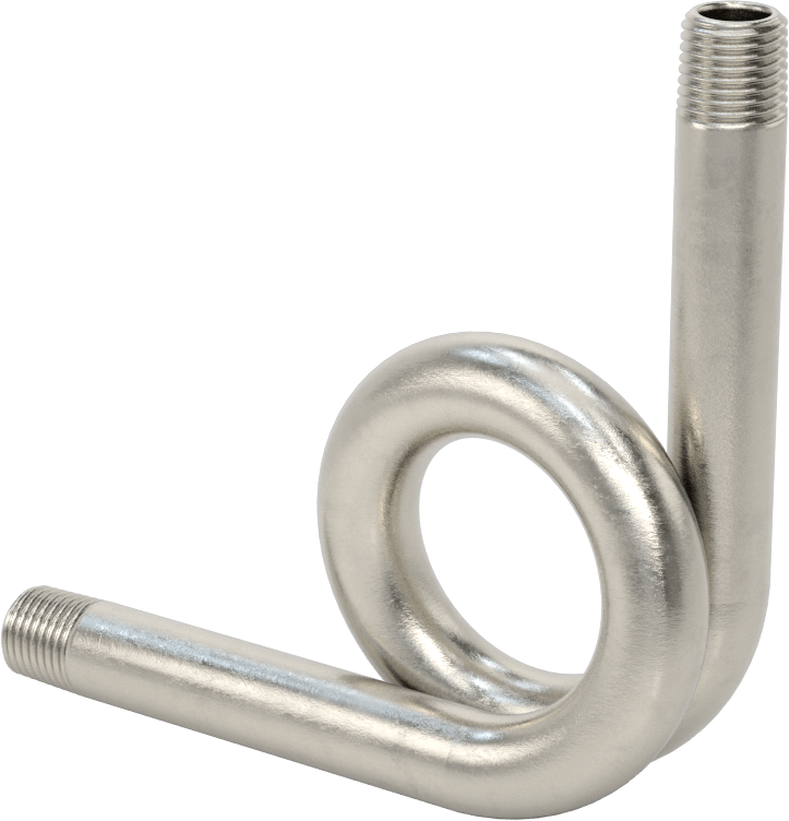 316 Stainless Steel Gauge Siphon Tube, 1/4 NPT Male, 6-1/2" Long, 450 PSI @ 750°F Maximum
