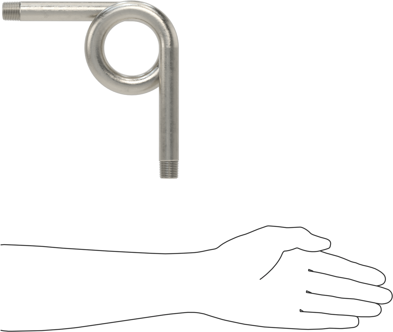 316 Stainless Steel Gauge Siphon Tube, 1/2 NPT Male, 10" Long, 730 PSI @ 800°F Maximum