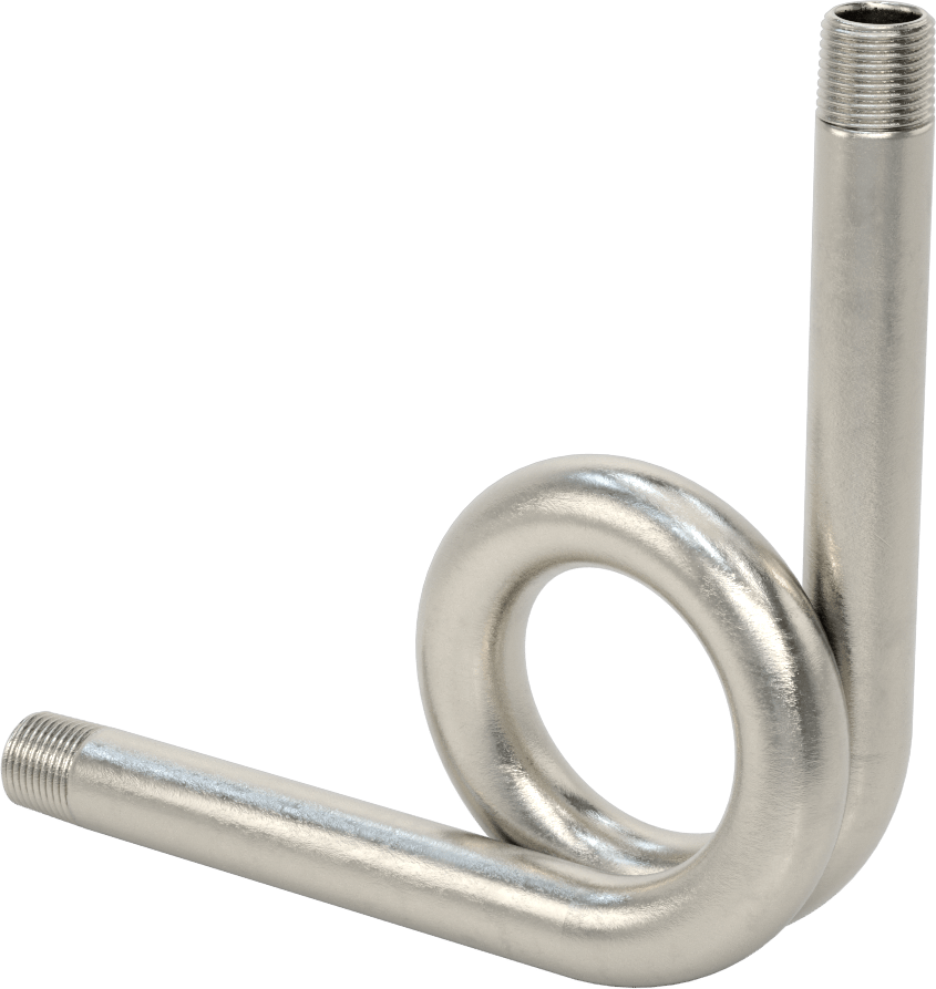 316 Stainless Steel Gauge Siphon Tube, 1/2 NPT Male, 10" Long, 730 PSI @ 800°F Maximum
