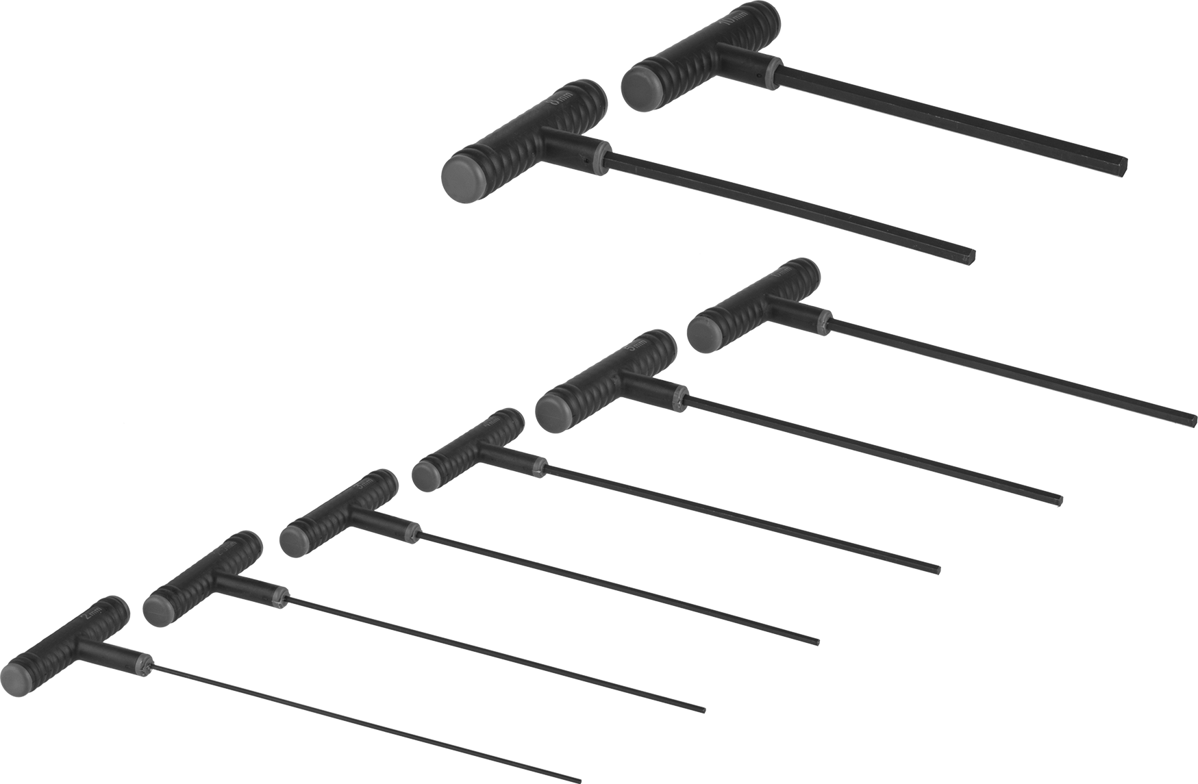 Siyah Oksit Çelik T-Saplı Altıgen Anahtar, 8 Parça Set, Ultra Grip, Uzun