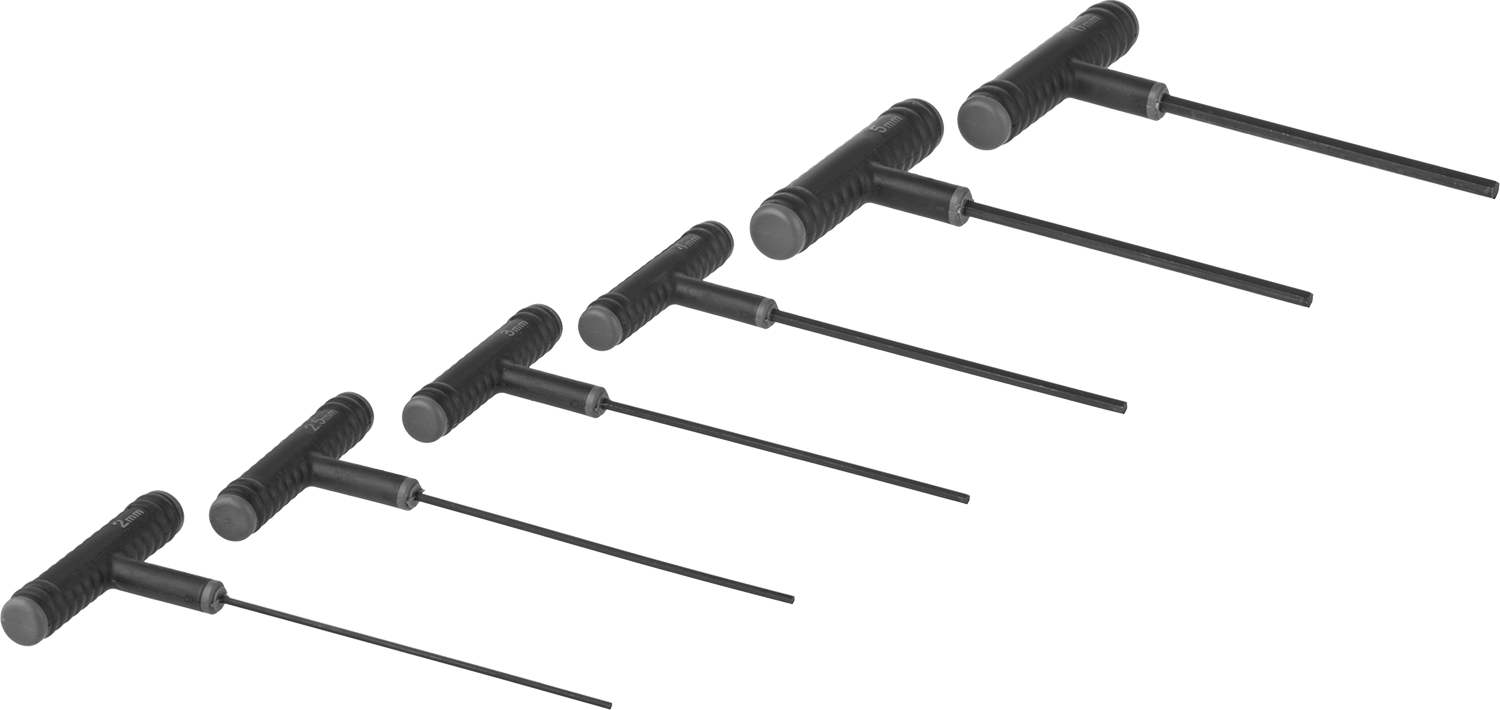 Siyah Oksit Çelik T-Saplı Altıgen Anahtar, 6 Parça Set, Ultra Grip, Standart Uzunluk