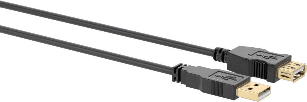 USB Kablosu, USB Standart 2.0, A Fiş x A Soket, 3 Fit Uzunluk, Siyah