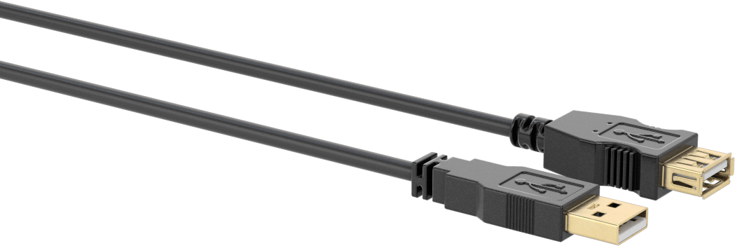 USB Kablosu, USB Standart 2.0, A Fiş x A Soket, 6 Fit Uzunluk, Siyah