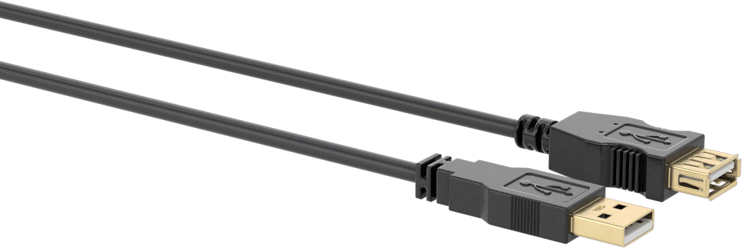USB Kablosu, USB Standart 2.0, A Fiş x A Soket, 10 Fit Uzunluk, Siyah