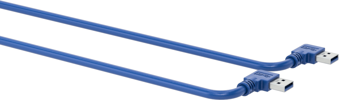 USB Kablosu, Standart 3.2 Gen 1, 90 Derece A Fiş x 90 Derece A Fiş, 6' Uzunluk