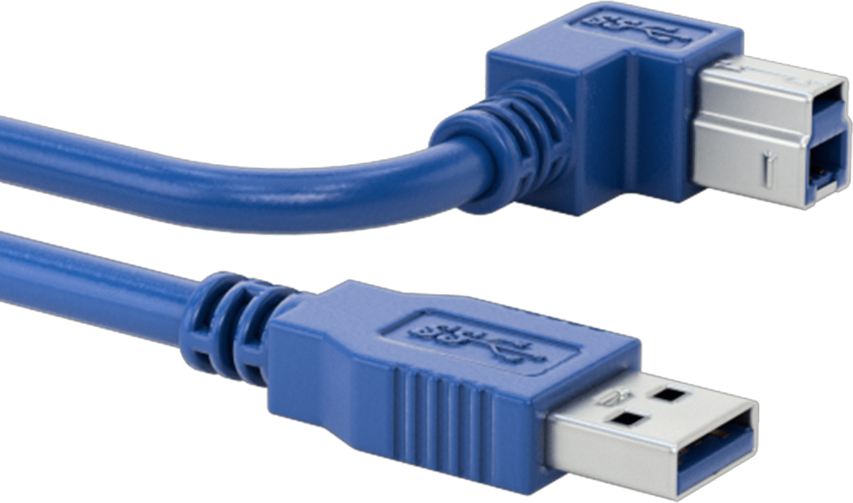 USB Kablosu, USB Standart 3.2 Gen 1, 90 Derece B Fiş x A Fiş, 3 Fit Uzunluk