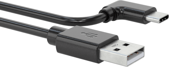 USB Kablosu, USB Standart 2.0, 90 Derece Dirsek C Fişi x A Fişi, 3 Fit Uzunluk