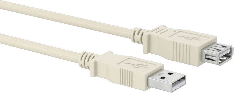 USB Kablosu, USB Standart 2.0, A Fiş x A Soket, 10 Fit Uzunluk, Beyaz