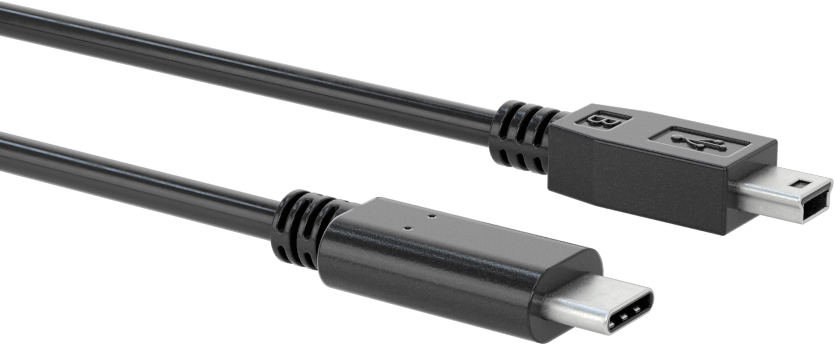 USB Kablosu, USB Standart 2.0, C Fişi x USB Mini-B Fişi, 6 Fit Uzunluk