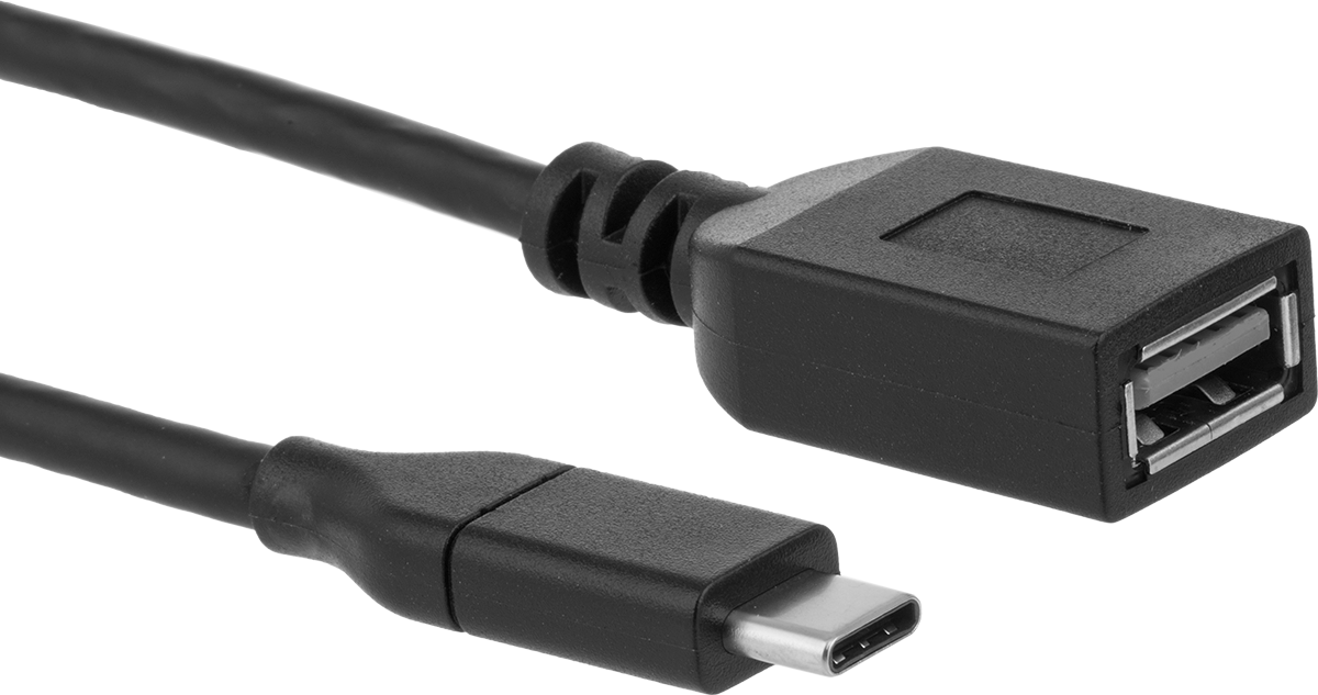 USB Kablosu, USB Standart 3.2 Gen 1, C Fiş x A Soket, 1/2 Ayak Uzunluk, Siyah