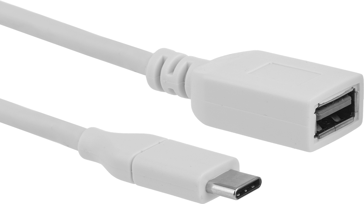 USB Kablosu, USB Standart 3.2 Gen C Fişi x A Soketi, 1/2 Ayak Uzunluk, Beyaz
