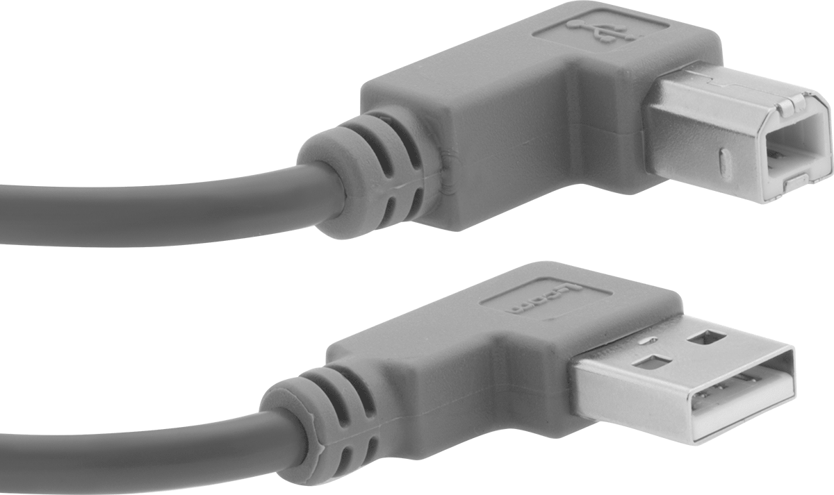 USB Kablosu, USB Standart 2.0, 90 Derece A Fiş x 90 Derece B Fiş, 1,5' Uzunluk
