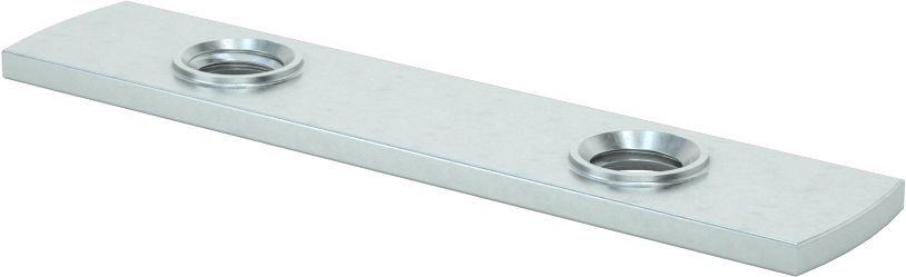 Uç Beslemeli T-Yivli Çerçeve Bağlantı Elemanları, 1,5 inç ve 40 mm Ray için Çift Somun, M8 Diş, 0,130" Kalınlık