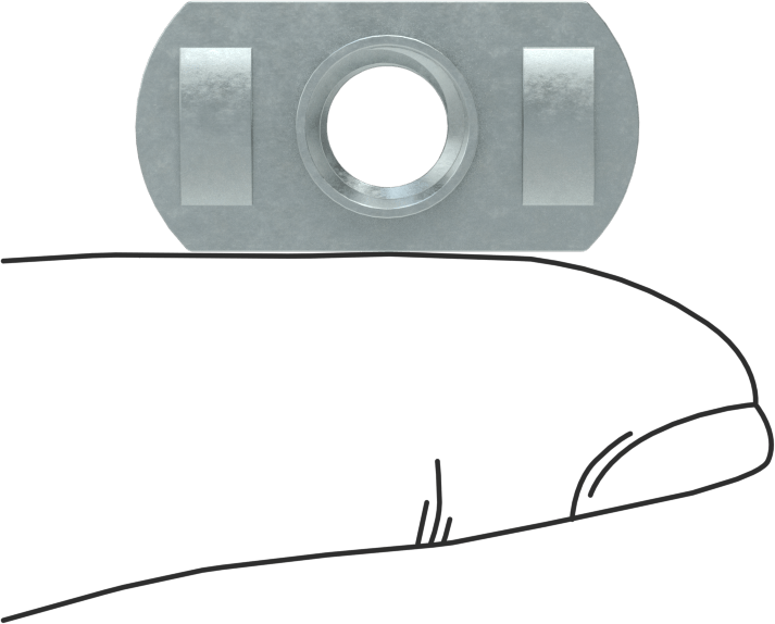 Uç Beslemeli T-Yivli Çerçeve Bağlantı Elemanları, 1,5 inçlik somun, 30 mm ve 40 mm Ray, 5/16"-18 Diş