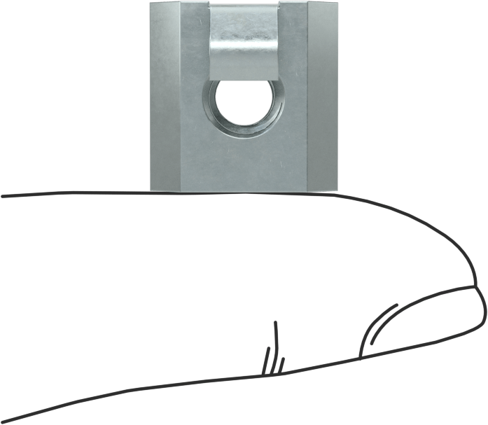 Uç Beslemeli T-Yivli Çerçeve Bağlantı Elemanları, 1,5 inç ve 40 mm Ray için Easy-Slide Yaylı Tırnaklı Somun, M6