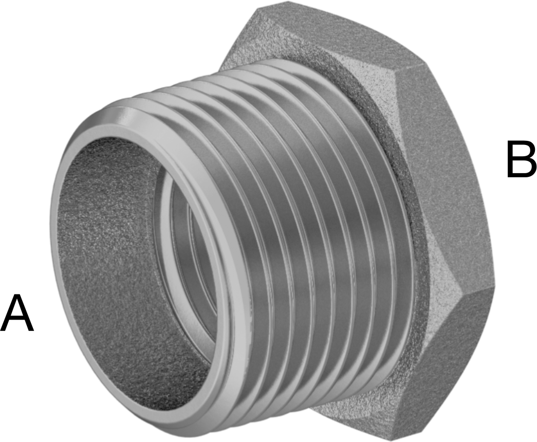 Düşük Basınçlı Boru Bağlantı Elemanı, Altıgen Gövdeli Adaptör, Bronz, 3/4 BSPT Erkek x 1/2 Dişi