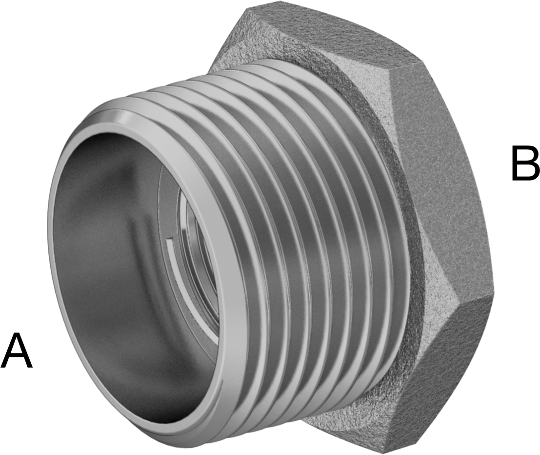 Düşük Basınçlı Boru Bağlantı Elemanı, Altıgen Gövdeli Adaptör, Pirinç, 1 NPT Erkek x 1/2 NPT Dişi