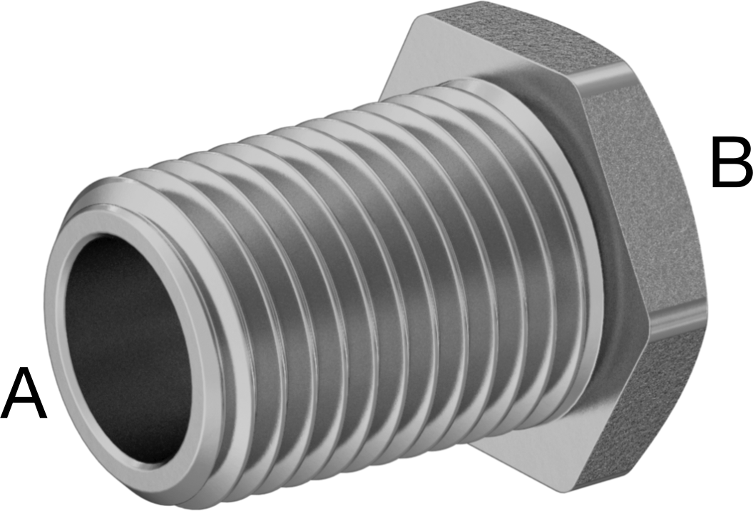 Düşük Basınçlı Boru Bağlantı Elemanı, Altıgen Gövdeli Adaptör, Pirinç, 1/4 BSPT Erkek x 1/8 Dişi