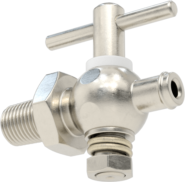 316 Paslanmaz Çelik Gövdeli Açma/Kapama Vanası, 1/4 NPT Erkek x 3/8" Boru İç Çapı için Dikenli Bağlantı Elemanı