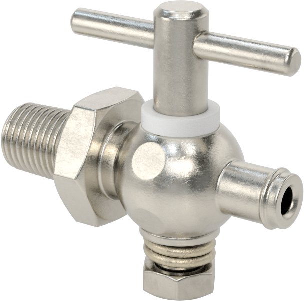 316 Paslanmaz Çelik Gövdeli Açma/Kapama Vanası, 1/4 NPT Erkek x 3/8" Boru İç Çapı için Dikenli Bağlantı Elemanı