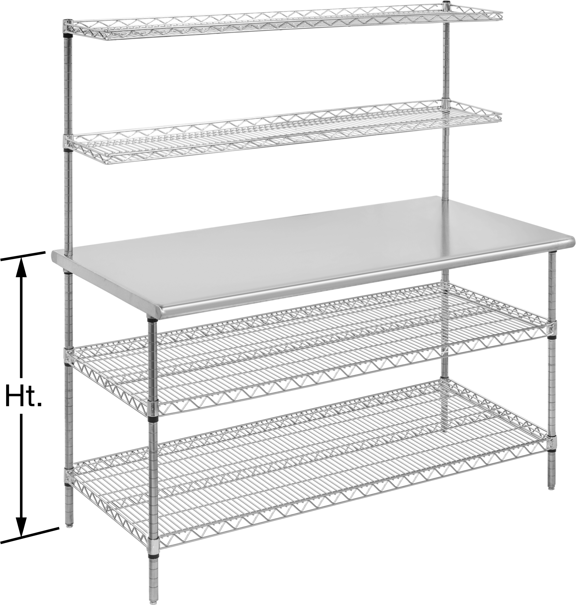 Tel Raflı Paslanmaz Çelik Masa, Sabit, 34-1/2" x 60" x 30", 1850 lbs. Toplam Kapasite