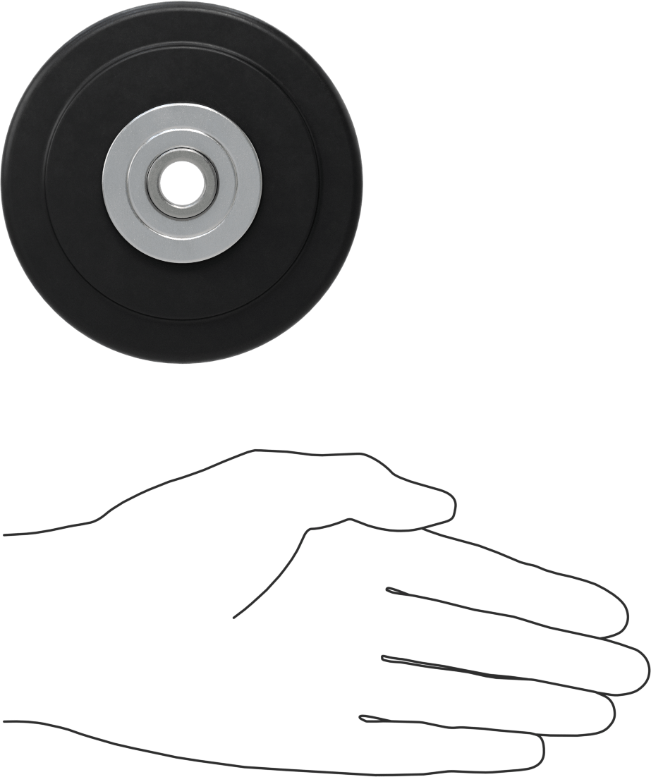 Yağa Dayanıklı Kauçuk Tekerlek, Çekirdek Üzerinde Diş, 4“ Çap x 1-1/2” Genişlik, 1/2" Aks için