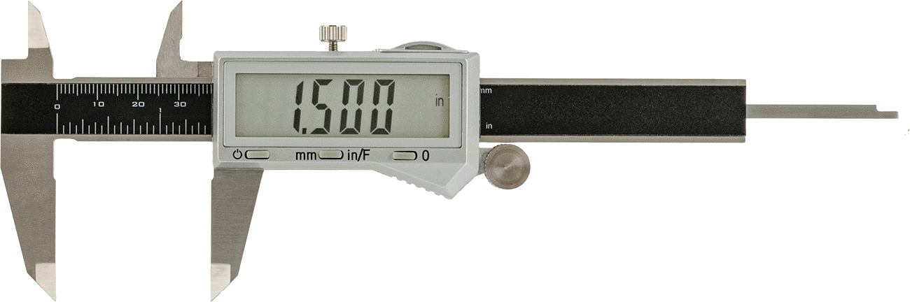 Dijital Kaliper, Kesirli Ekranlı, 0“ ila 4” Aralık, 7-1/4" Toplam Uzunluk