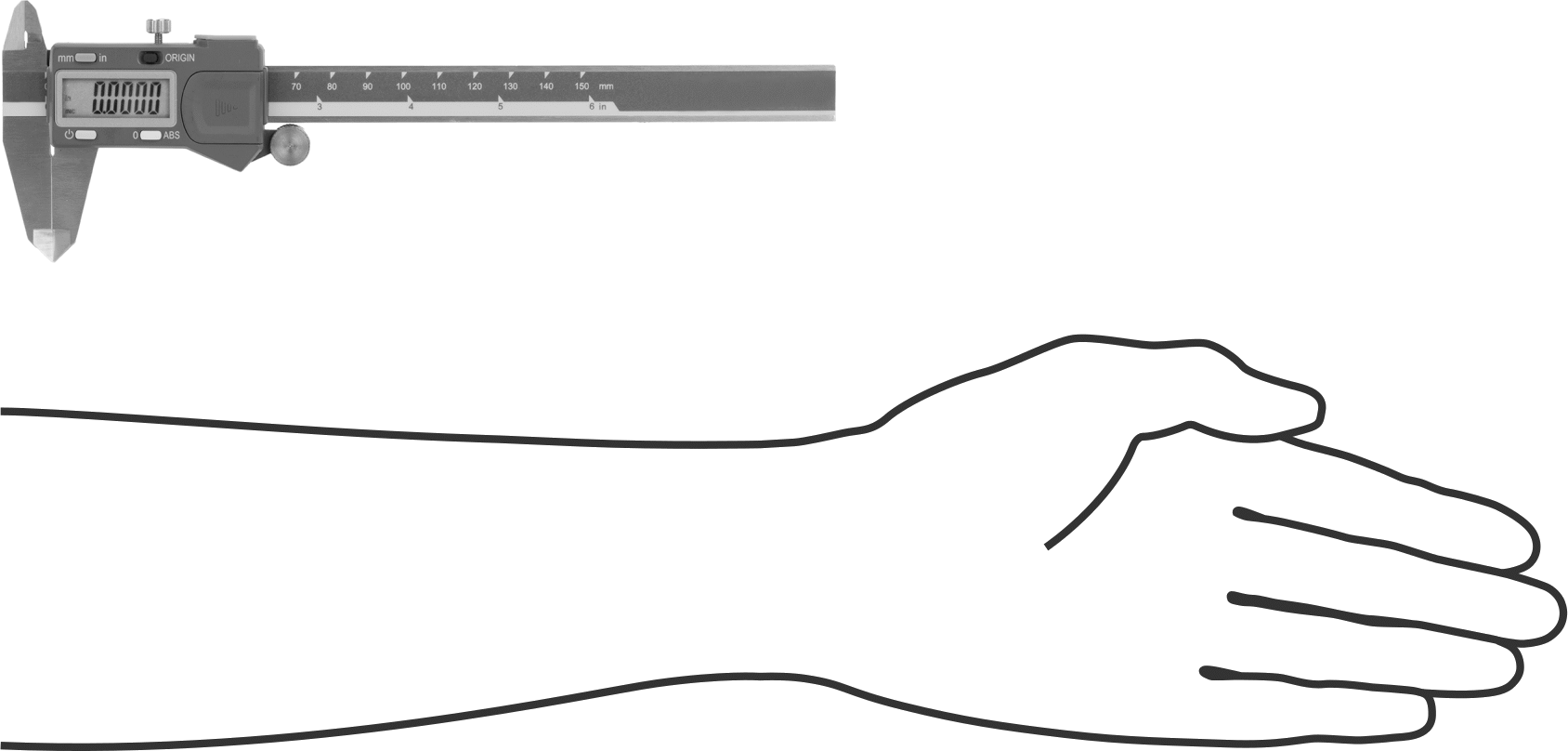 Dijital Kaliper, 0“ ila 6” ve 0 mm ila 150 mm Ölçüm Aralıkları